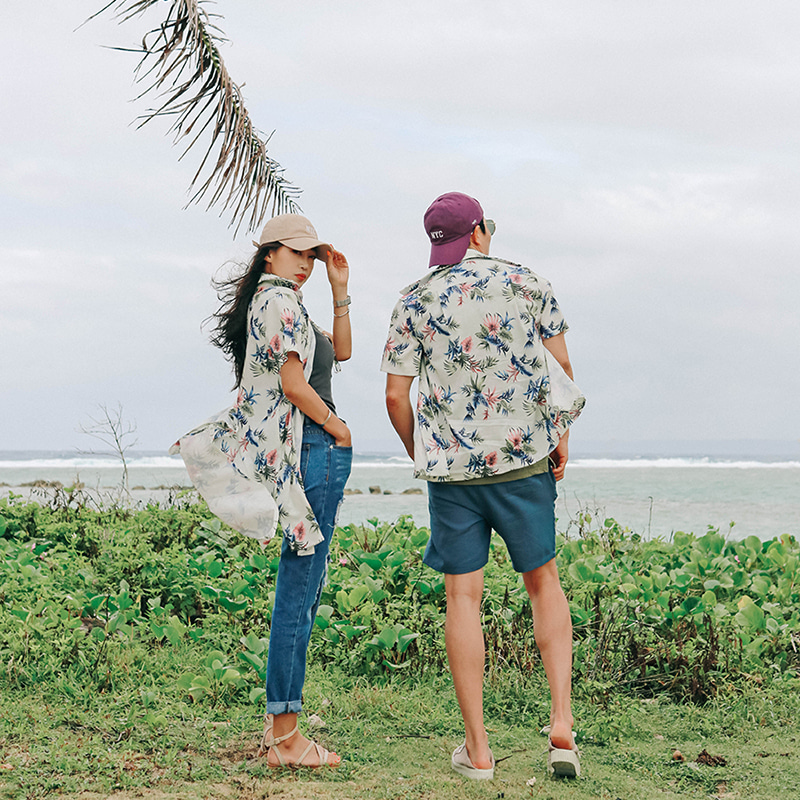 화이트 플라워 커플 셔츠 (하와이안 여름 시밀러룩)