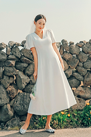 [셀프웨딩] 라벨라 드레스(화이트) 스냅 브라이덜샤워 돌잔치 드레스