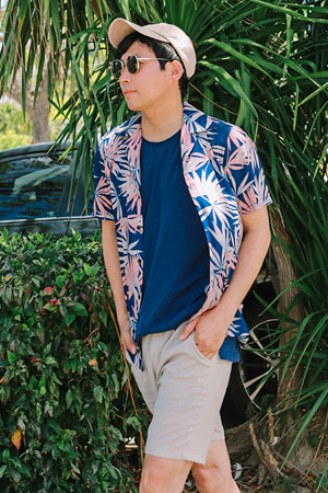 트윙클 플라워 남성 셔츠 (하와이안 여름 반팔 남방)