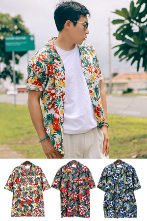하와이 허니문 셔츠 (꽃무늬 남성 마남방)